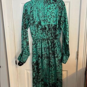 Handmade Silk Green And Black Dress